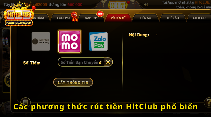Nạp tiền 2 Hệ thống nạp tiền tại HitClub hỗ trợ nhiều phương thức