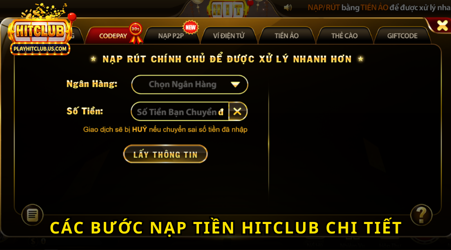 Nạp tiền 3 Hướng dẫn các bước nạp tiền HitClub nhanh chóng